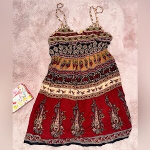 Bohemian Multicolor Spaghetti Strap Dress